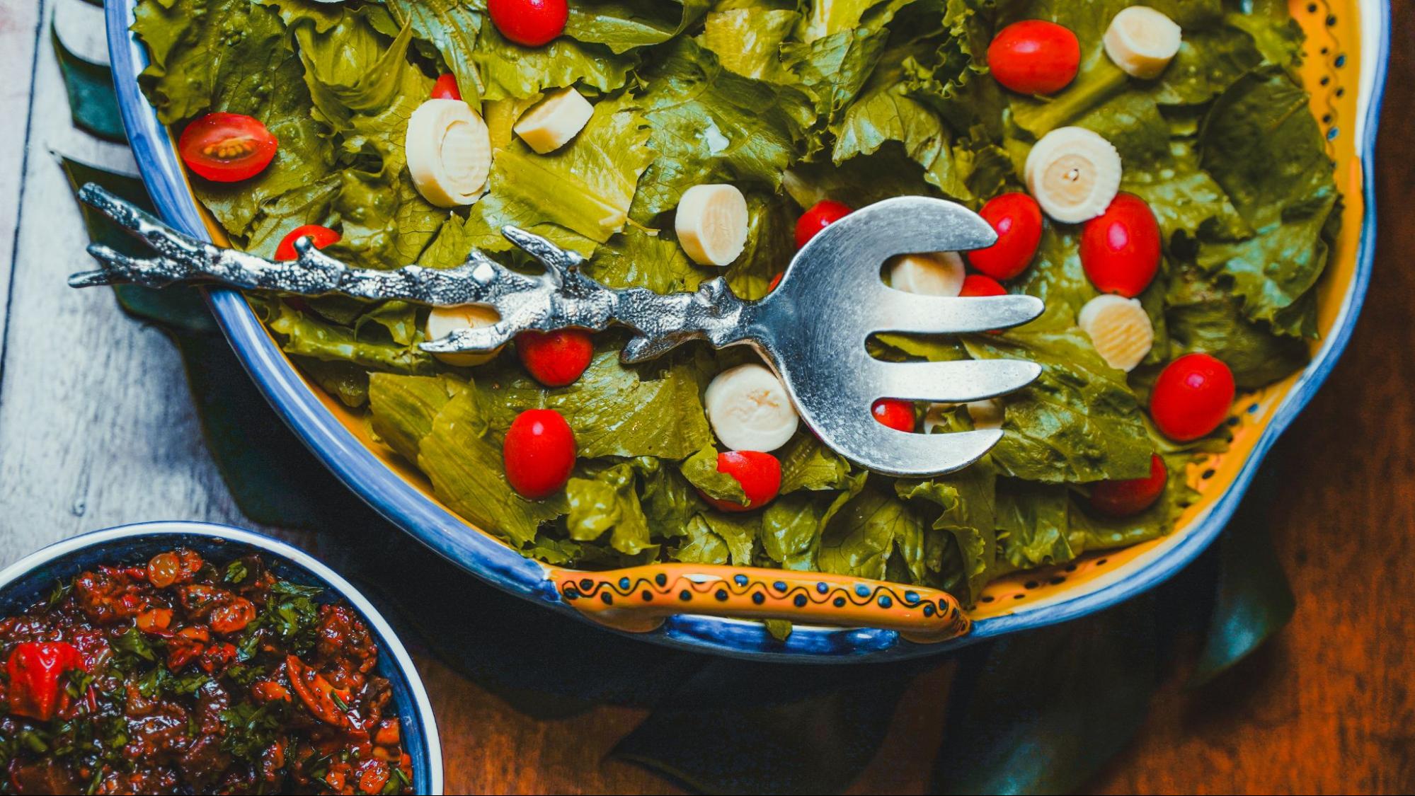 Salada servida no Rancho da Fazenda Shanti